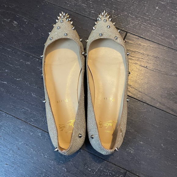Christian Louboutin Metallic Gold/Silver Lurex Degraspike Ballet Flats size 39 - Picture 4 of 11